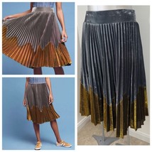 Anthropologie HD in Paris Metallic Silver &amp; Gold Pleated Midi Skirt Size... - $837.95 MXN
