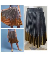 Anthropologie HD in Paris Metallic Silver &amp; Gold Pleated Midi Skirt Size... - €38,39 EUR