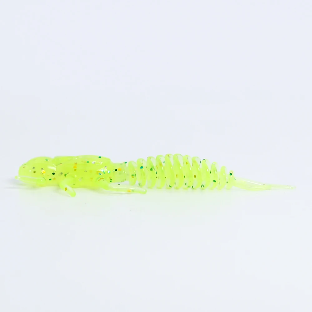 B&amp;U Sparkly Larva Soft Lures 50mm 60mm Fishing Artificial Lures Silicone Wobbler - £25.65 GBP