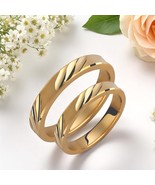 Gold Wedding Band-Wedding Bands Set-Matching Rings-Engrave Band Ring - $1,125.62 CAD+