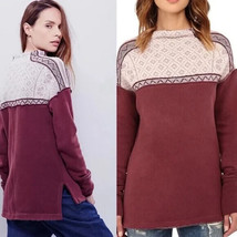 Free People Snow Bunny Fair Isle Mixed Media Sweatshirt Pullover Sweater... - $49.50