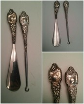 Vintage Sterling Silver Shoe Hook &amp; Horn Set Victorian? Look - £34.90 GBP