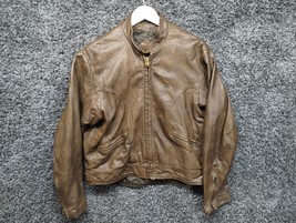 Leather Kawaski Cyclewear Leather Bomber Jacket Adult 42 Brown Motorcycl... - $116.49