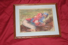 Mcm Miriam Drawing Original Art Horse Race Jockey Thoroughbred Racing Surreal Ao - £52.09 GBP