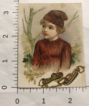 Young Girl In Red Sweater Toboggan Victorian Trade Card VTC 6 - $9.89