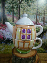 New Maioliche il Bargello Handpainted Pottery Tea Pot &amp; Cup Set - Made i... - $26.00