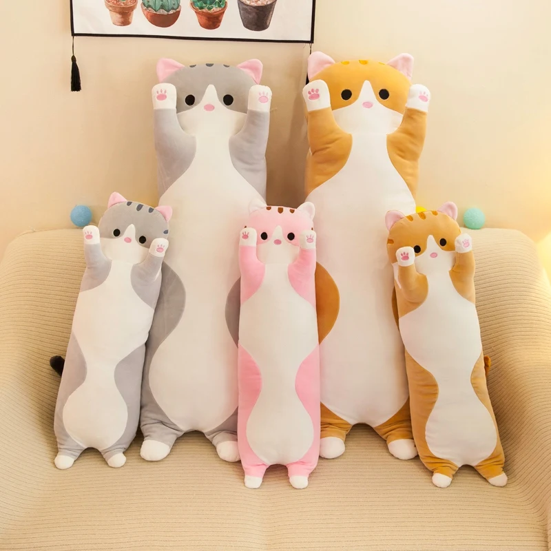 Cute Cartoon Cat Plush Doll Stuffed Soft Kitty Kitten Children Sleep Long - £11.35 GBP