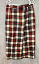 Vtg J London Red Black White Plaid Wool Button wrap style Skirt Women’s ... - $29.99