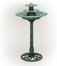 35&quot; Tall Outdoor 3 Tiered Pedestal Water Fountain And Birdbath Green NEW - £60.14 GBP