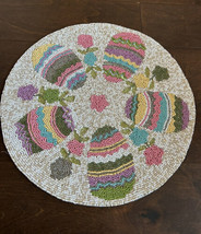 Nicole Miller Beaded Charger Placemat Easter Eggs New Pastel 15” Spring Decor - £25.95 GBP