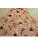 NWT 100% COTTON GINGERBREAD MAN GINGERBREAD HOUSE APRON PRETTY PINK W/ C... - $28.61