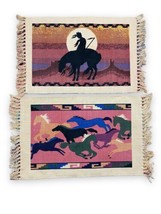 2 Pc Wild Horses Placemats El Paso Saddle Blanket Co Southwest Native American - £19.46 GBP