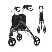 Foldable Rollator Walker with Lightweight Aluminum Frame-Gray - Color: Gray - $204.45 CAD