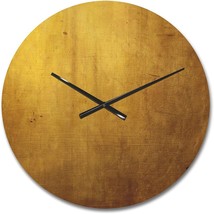 DesignQ Plain Gold Texture Modern Wood Wall Clock CLOCKW8410 16x16 Large Decor - £43.52 GBP