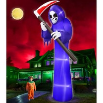 12 Ft Giant Halloween Inflatables Decorations Outdoor Blow Up Grim Reaper Ghost  - £75.54 GBP
