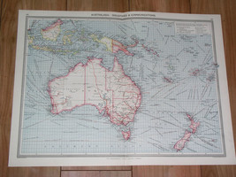 1908 Antique Map Of Australia New Zealand Industry Transportation Ship Routes - £16.66 GBP