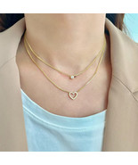 Sterling Silver Double Layered 18K Gold Plated Heart Pendant Choker Neck... - £28.74 GBP