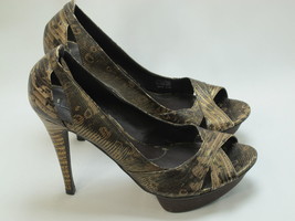 BCBG MAXAZRIA Brown Leather Open Toe Platform Heels Size 8 B US Excellen... - $30.38