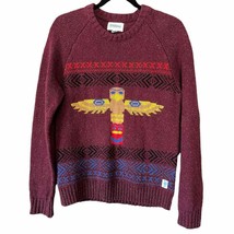 Urban Outfitters Character Hero Men&#39;s Maroon Speckle Totem Knit Sweater ... - $24.74