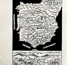 1932 Iberian Peninsula Interpretive Map Print Van Loon Geography Portugal France - $27.50