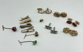 Vtg Cuff Links and Tie Clip Lot 5 Set of Links 8 Tie Clips - $14.50
