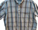 Cotton Traders Button Up Plaid Shirt short sleeve 2XLT men blue white se... - $14.84