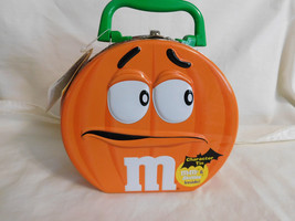 M Ms Halloween Orange Lunch Box Tin Box 6 Inches Tall 2003 - £4.73 GBP