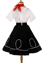 Black and White Ric Rac Circle Skirt 50s Style Party Sock Hop Swing LXL ... - £23.90 GBP