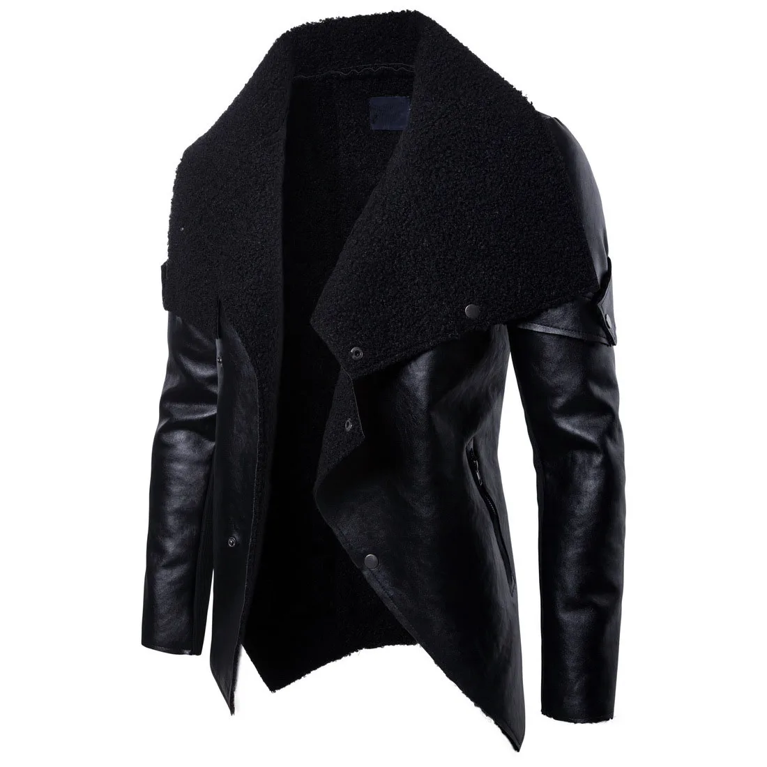 Unisex Casual Mens PU Leather Coat Overcoat Male Jackets Fashion Warm - $130.00