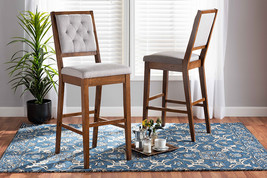 Kalista Gray Fabric Walnut Brown 2Pc Bar Stool Set - $150.00