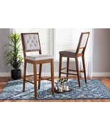 Kalista Gray Fabric Walnut Brown 2Pc Bar Stool Set - €129,82 EUR