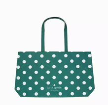 New Kate Spade Tote Green White Polka Dot 25&quot; x 15&quot; XLarge Shopping Tote - $433.55 MXN