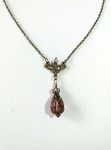 Victorian Burgundy bronze necklace Boho necklace bronze necklace gothic ... - $47.88 CAD