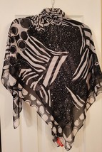 Kirna Zabete Black White Graphic Lightweight Scarf - £9.78 GBP