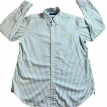 Ralph Lauren Shirt Men&#39;s Large Blue Long Sleeve Striped Button Down Pony... - £13.20 GBP