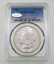1884 $1 Silver Morgan Dollar Graded by PCGS as MS-64 - £116.49 GBP