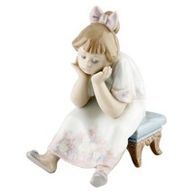 Lladro #5649 &quot; Rien Pour Do Figurine,Jeune Bored Girl Assis Sur Tabouret... - $198.44
