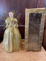 Vintage Roman Inc Gold Dress Lighted Angel 14 in Christmas Tree Topper with Box - £42.51 GBP