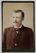 Aurora Illinois Gentleman Smooth Mustache Arcouet Studio Cabinet Card Photo GG97 - £11.14 GBP