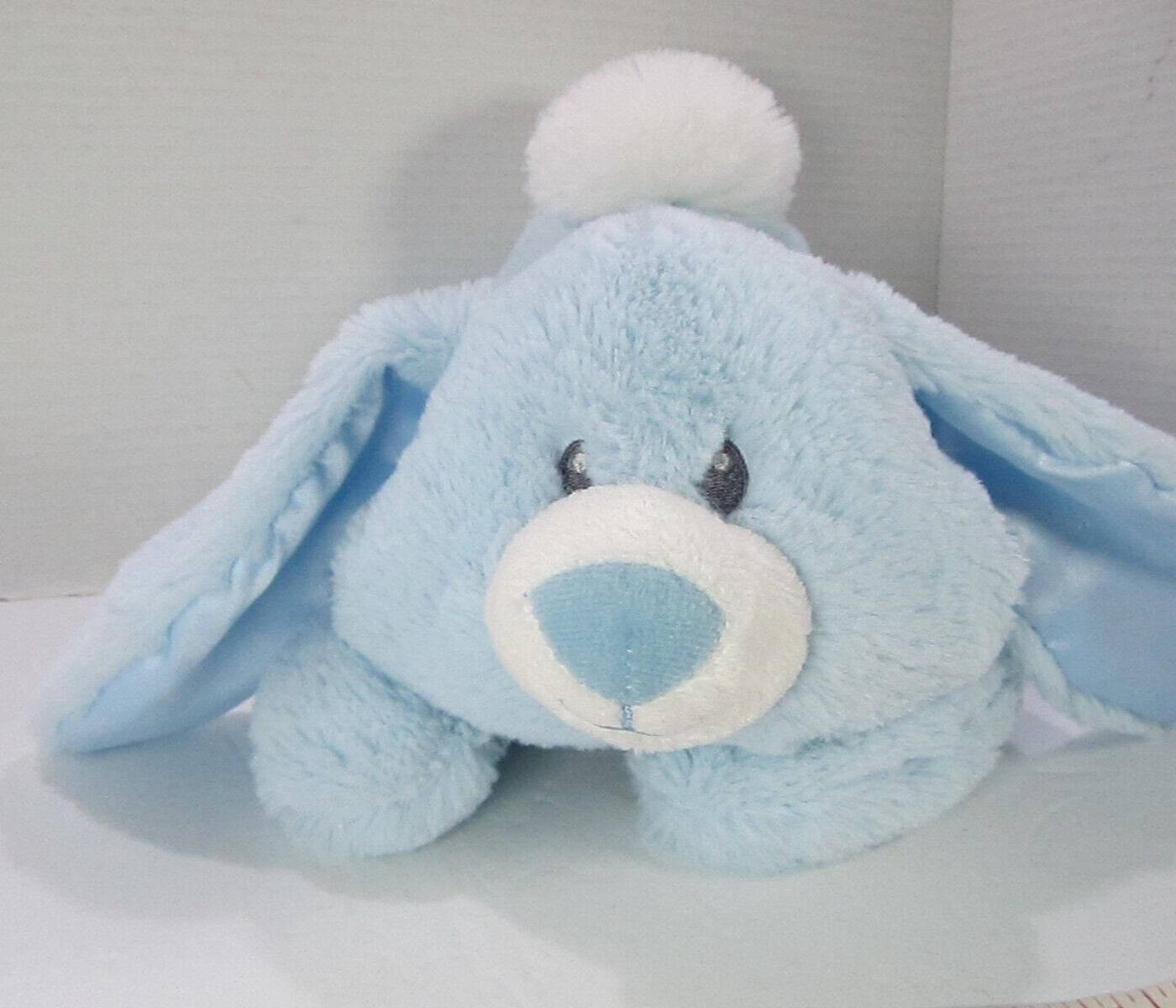 Aurora Baby Fluffy Blue Bunny Rabbit Plush 10" Floppy Satin Ears - $18.70