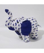 NaRaya Elephant Plush Blue White Print Cotton 7 Inches Tall - £13.99 GBP