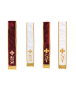 Greek Orthodox 2 Sides Embroidered Gospel Bookmarks Golden Thread Ribbon - £26.74 GBP