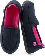 RockDove Women&#39;s Two-Tone Dark Navy/Fuchsia Hoodback Cotton Slippers size 8 - $19.22