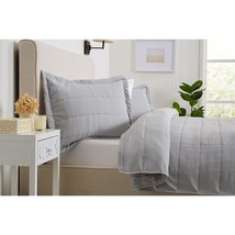 3-Piece Spandex Light Grey King Quilt Comforter With 2 Shams | All-Seaso... - £65.57 GBP