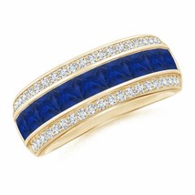 Authenticity Guarantee 
ANGARA Natural Sapphire &amp; Diamond Half Eternity Band ... - £1,998.39 GBP