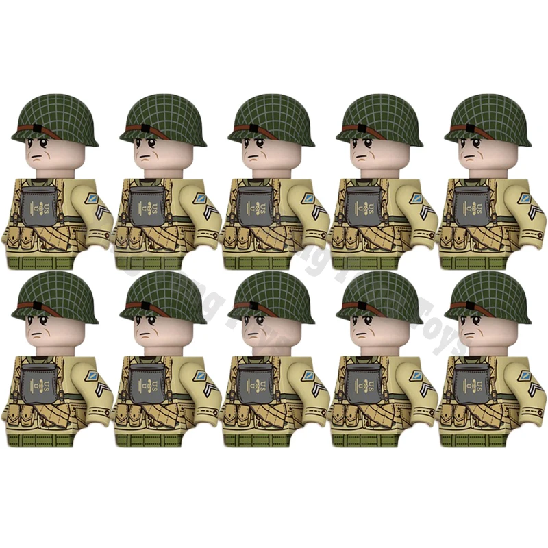 WW2 US Military Action Figures Building Block American Civil War Marine -Blue - £16.83 GBP