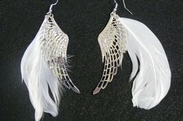 White Angel Wing Earrings #G2326 - $5.00