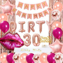 30th Birthday Decorations For Women Rose Gold 30 Balloons Sash Cake Topper NEW - £20.86 GBP