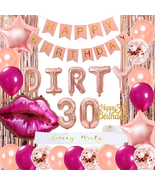 30th Birthday Decorations For Women Rose Gold 30 Balloons Sash Cake Topp... - £20.92 GBP