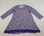 LOGO Layers Lori Goldstein A285365 Purple Floral Tunic Top Sz S Lace Hem... - $29.99